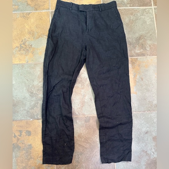 MNG Mango Boreli 100% Linen Trousers Pants Black Size 8 - Picture 1 of 7